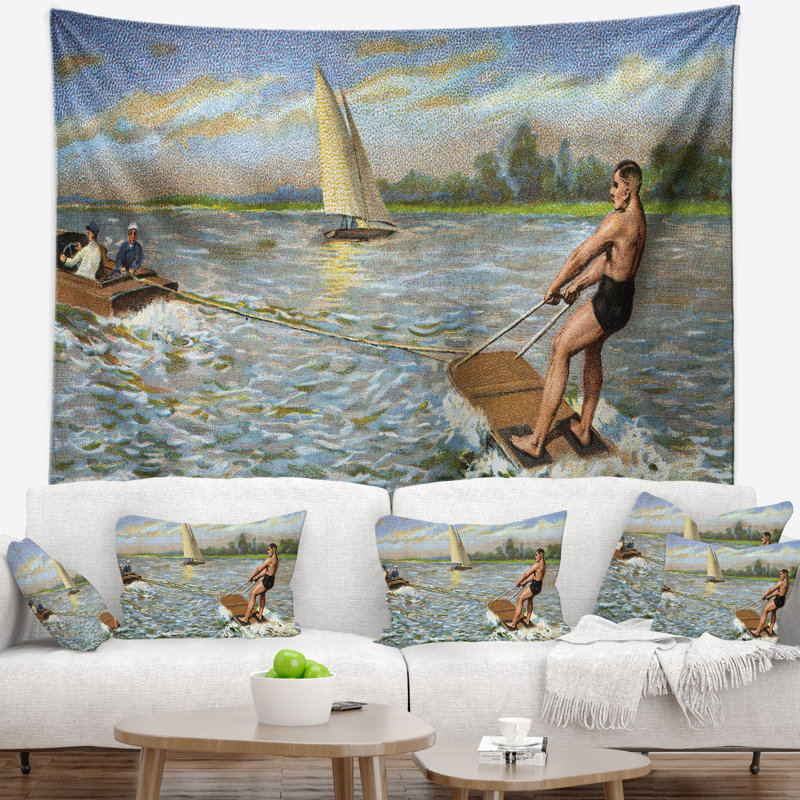 Photographie tapisserie de ski nautique, H 50 po x l 60 po