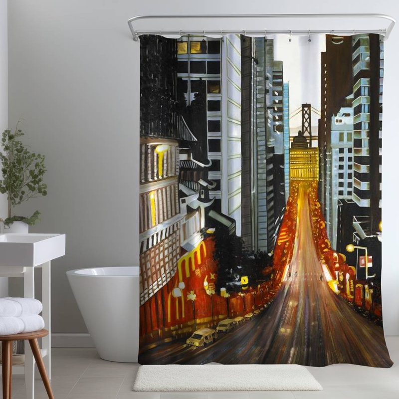 Shower Curtain CI357 – Polyester Shower Curtain, Dye Sublimation Print, 71" W × 74" L