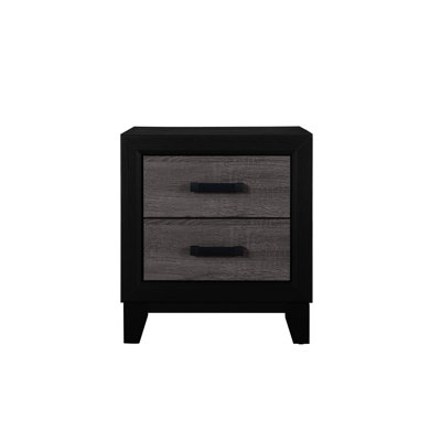 Table de chevet à 2 tiroirs rustique en bois gris foncé et noir de style urbain, tiroirs spacieux, finition en papier, fabrication de panneau de particules, profondeur de 22,02 po, poids de 58,83 lb avec apparence, incrustation,