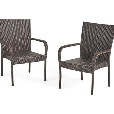 4Pcs Stacking Outdoor Chairs, Transitional Style, 25.25 Deep, Simple Curved , Easy Setup Dining Depth, Contrasting Clean Lines, Fully Assembled