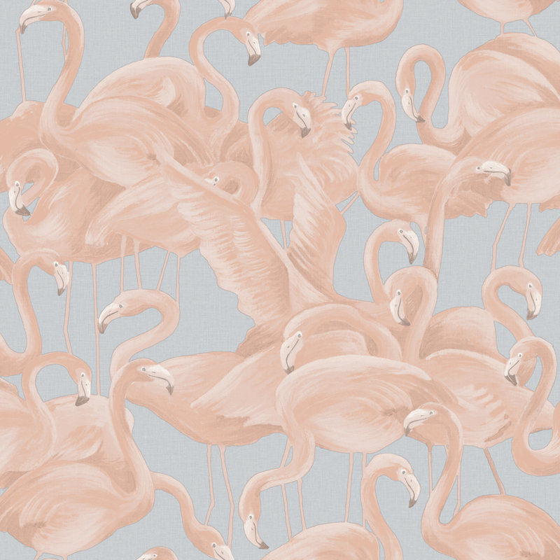 Papier peint adhésif Flamingo, Rose pastel / bleu
