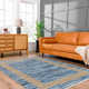 Demie Abstract Handmade Flatweave Recycled P.E.T. Area Rug in Blue/Tan