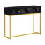 Console pour table d'entrée, console moderne et élégante avec rangement, console étroite avec deux tiroirs à rayures pour le couloir du salon, noir-1022184802