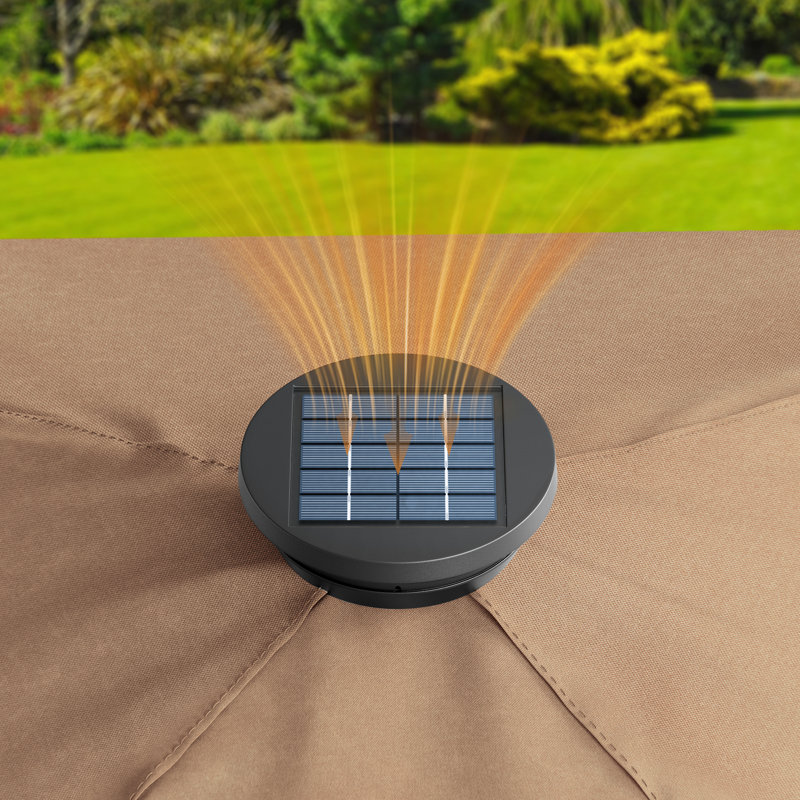 Brown Steel Frame Pop-Up Gazebo with Solar LED Lighting