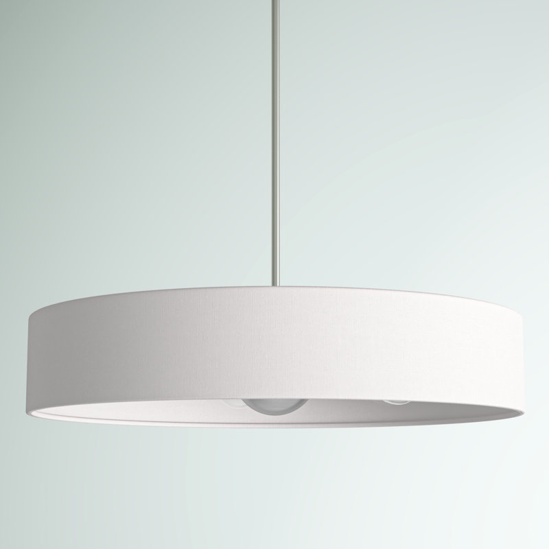 Lustre tambour Ashtun, Nickel brossé, Blanc cassé, 5