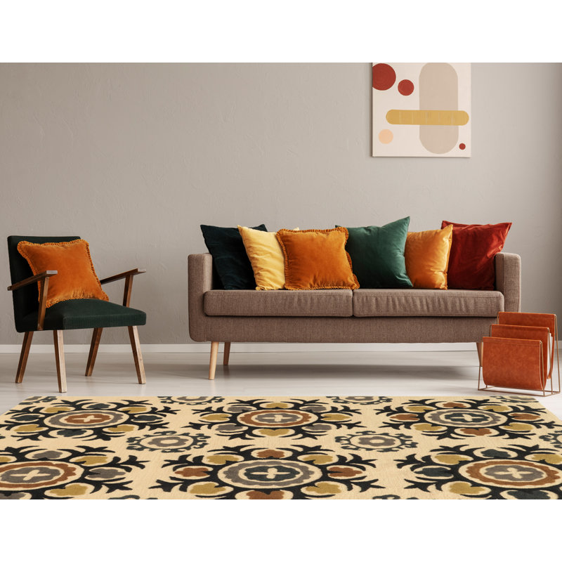 Equelle Hand Tufted Floral Indoor Rug, Rectangle 5' x 7'
