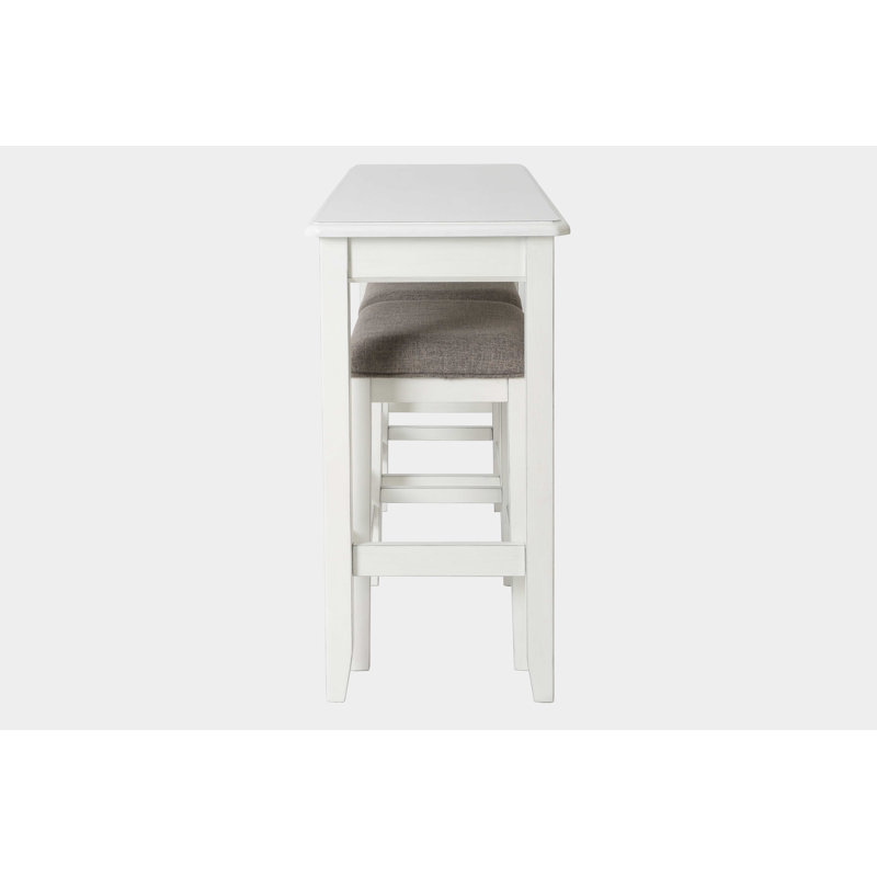 Deljan 49" Three Piece White Rectangular Solid and Manufactured Wood and Solid + Manufactured Wood Bar Table, White