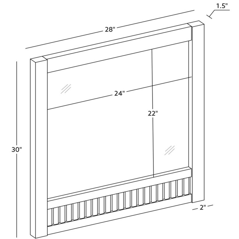 Through Lines Flat Wall Mirror, 30" x 28", Brown