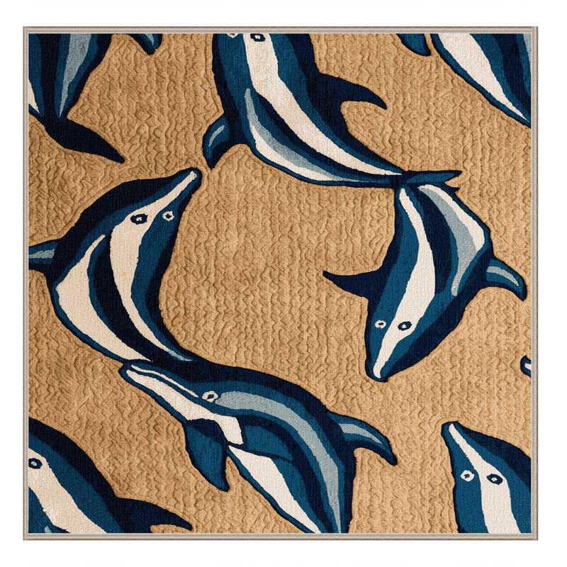  Tapis hawaïen lavable Dolphins, Carré 7 pi
