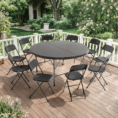 11-Piece Fold-In-Half Card Table – Kitchen, Wedding Event Set