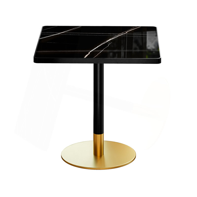 Table carrée bistro moderne tulipe 31,5 pouces avec plateau en faux marbre, facile à assembler, structure en métal robuste