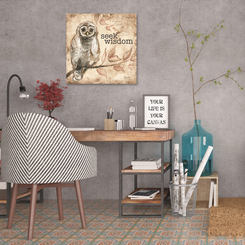 « hibou sentiments ii », reproduction d’impression sur toile tendue, H 12 po x l 12 po