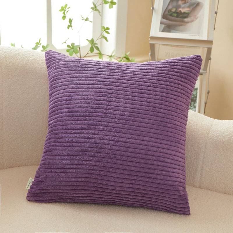 (Couvertures avec insertions) Ensemble de 2 coussins réversibles en velours côtelé, Mauve