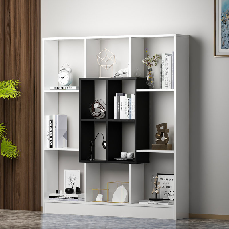 Rosenstein 151.8cm H x 135cm W Standard Bookcase, White/Black