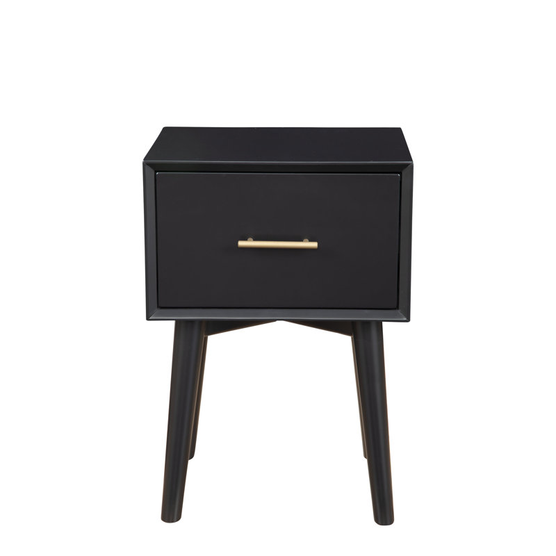 Table de bout avec rangement Abdurahman de 26,5 po de hauteur, Noir