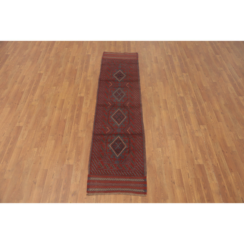 Tapis de couloir afghan à motif géométrique 2 x 8