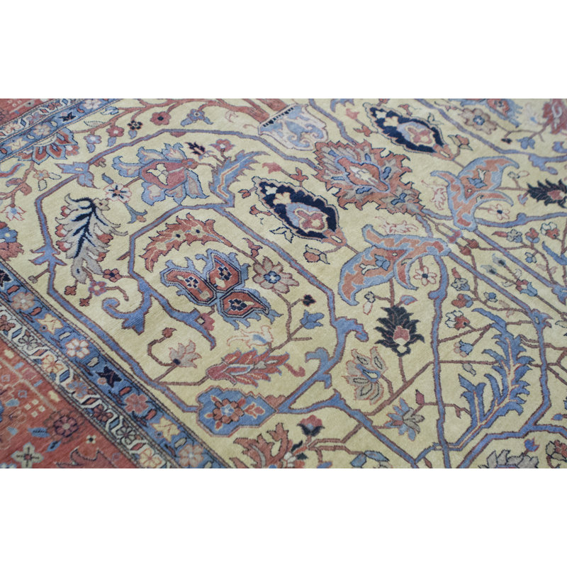 Wool Oriental Area Rug in Gold/Rust/Blue