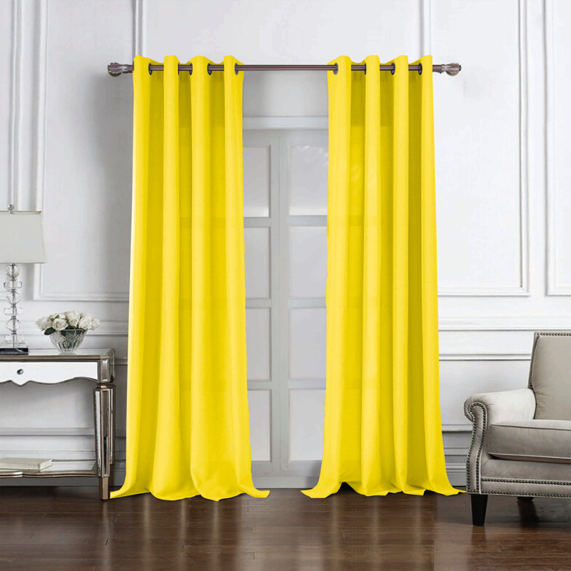 Cole Textured Semi Sheer Window Curtain Panel, Yellow, 54" W x 90" L