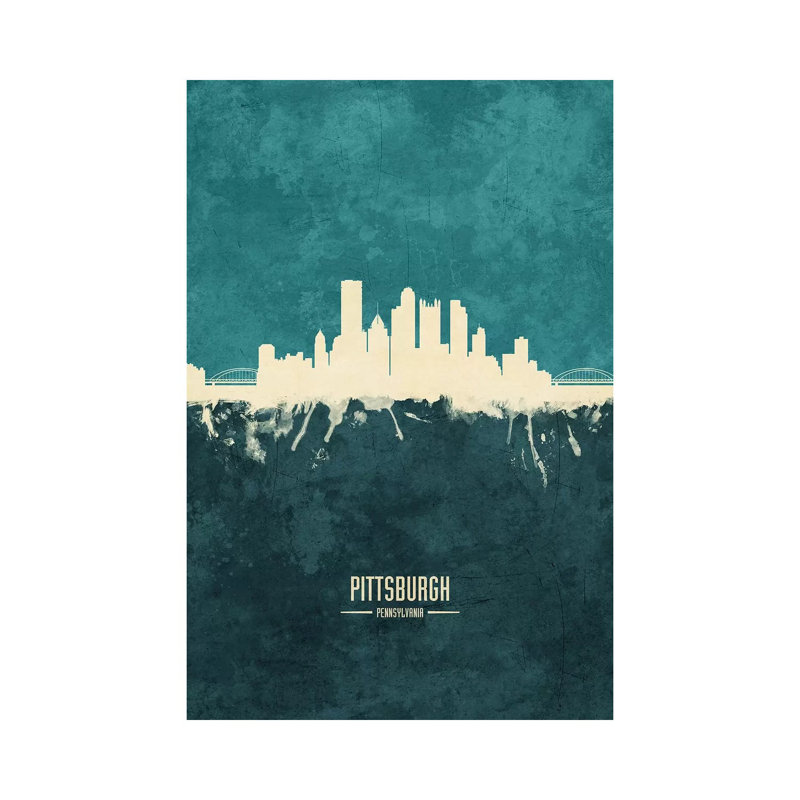 «Pittsburgh Pennsylvania Skyline» par Michael Tompsett, reproduction d'art sur toile tendue, H 12 po x l 8 po x P 0,75 po