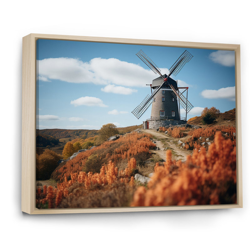 Mascolino Allemagne, moulin à vent néerlandais IV - impression, 24" H x 32" W, Cadre naturel flottant