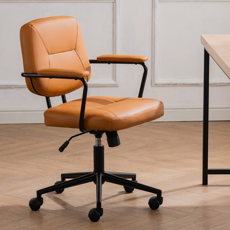 Black Hight adjustable Microfiber Leather + Steel Office Chair, Caramel
