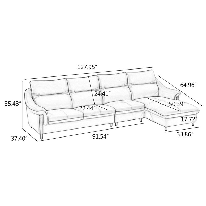 3 - Piece Upholstered Sectional, Reddish Brown Leather Match, Right Hand Facing