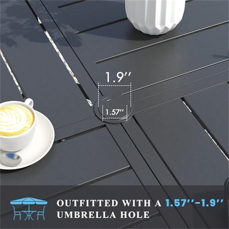 Patio Table And Chair Set Of 8, All Weather Metal Round Outdoor Dining Furniture Set-53 Round Outdoor Table And Chairs, 8