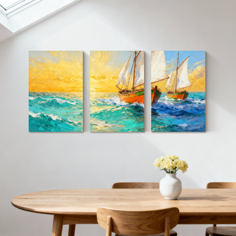 Ensemble de 3 impressions d'art sur toile, H 18 po x l 36 po