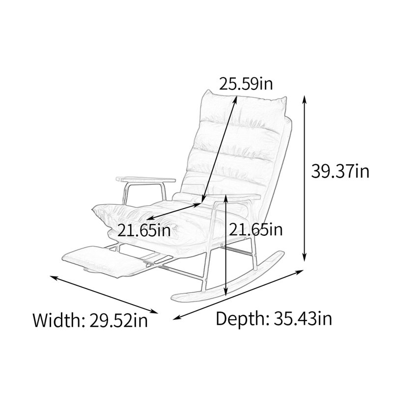 Chaise berçante réglable avec pédale rétractable, Café noir, Brun