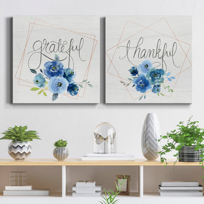 Grateful - Ensemble de 2 reproductions d'art sur toile tendue