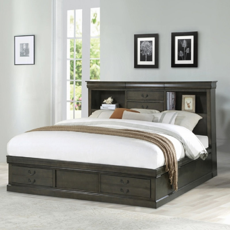  Bed, Gray, Queen
