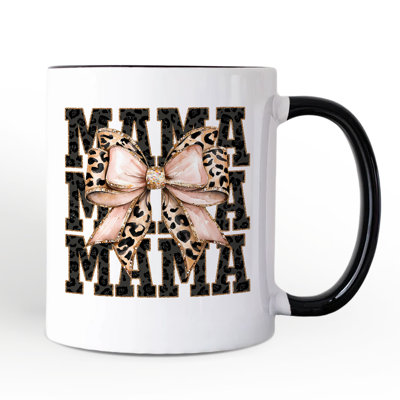 Glitter Leopard Mama Mug, Coquette Bow Glam Gift with Custom Name