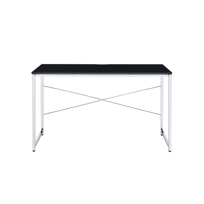 Bureau de coiffeuse à finition noire et chrome Tennos (sans la chaise de bureau)