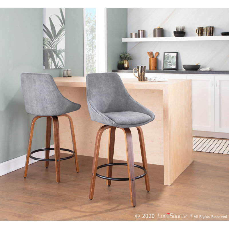 Tenessa Upholstered Counter Stool, Corduroy Grey