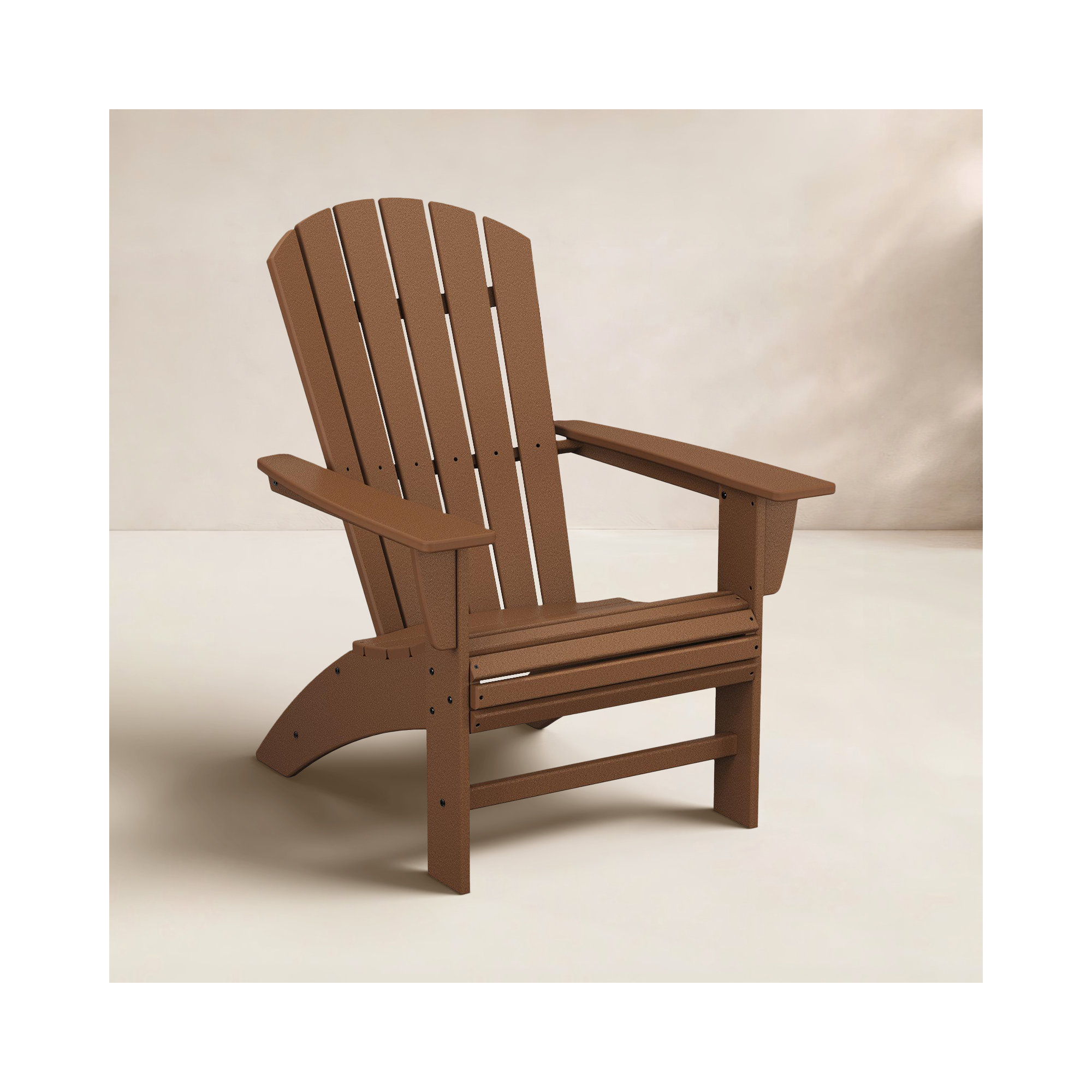 POLYWOOD Nautical Curveback Adirondack Chair, Teak