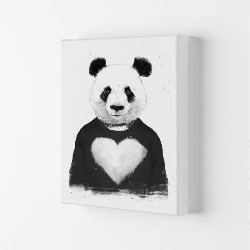 Lovely Panda by Mercedes Lopes Charro - Print, 59.4cm H x 42cm W x 4cm D, Wrapped Canvas
