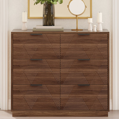 Commode en noyer à 6 tiroirs, 99 cm de large
