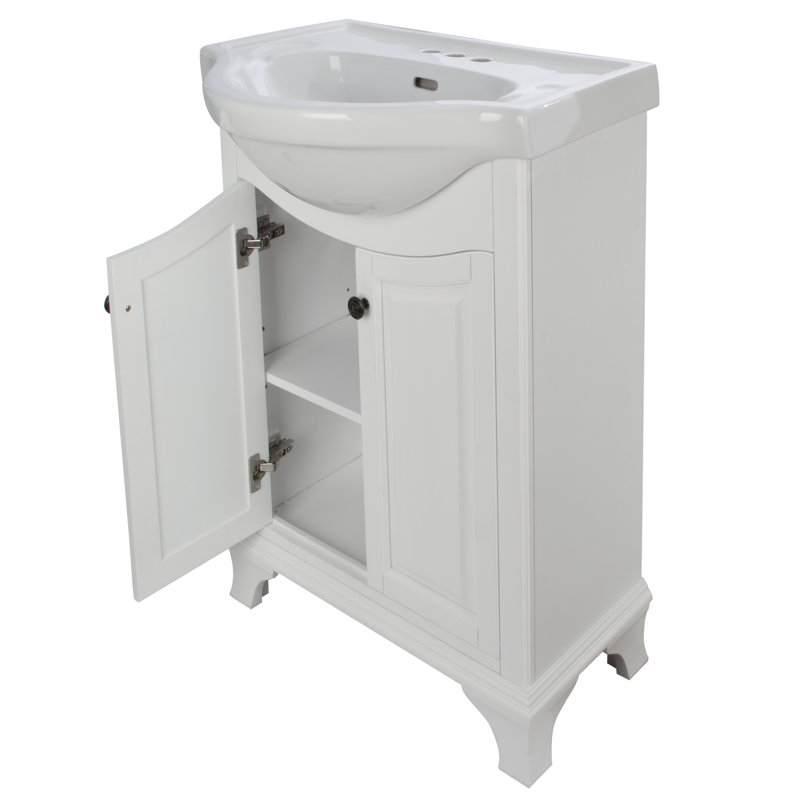 White Freestanding Vanity Cabinet with Vitreous China Sink