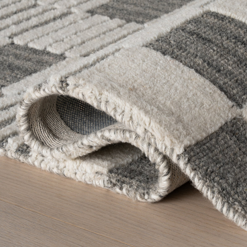 Tapis en laine tissé à la main Ovarine, Rectangulaire 7 pi 6 po x 9 pi 6 po
