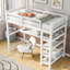 Lit mezzanine avec tablettes de rangement et bureau sous le lit-131952025-131952026