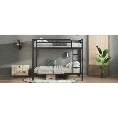 Metal Full Over Full Bunk Bed For Teens And Adults,Space-Saving/Noise Reduced/No Box Spring Needed, Black