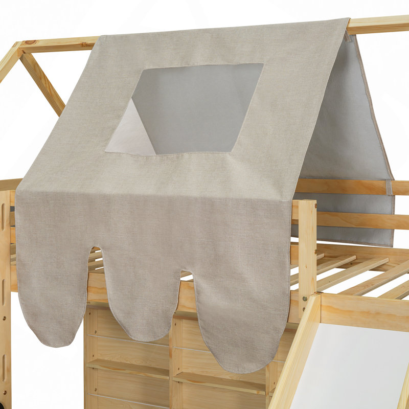 Lit de rangement en bois, Naturel / Beige, Lit simple