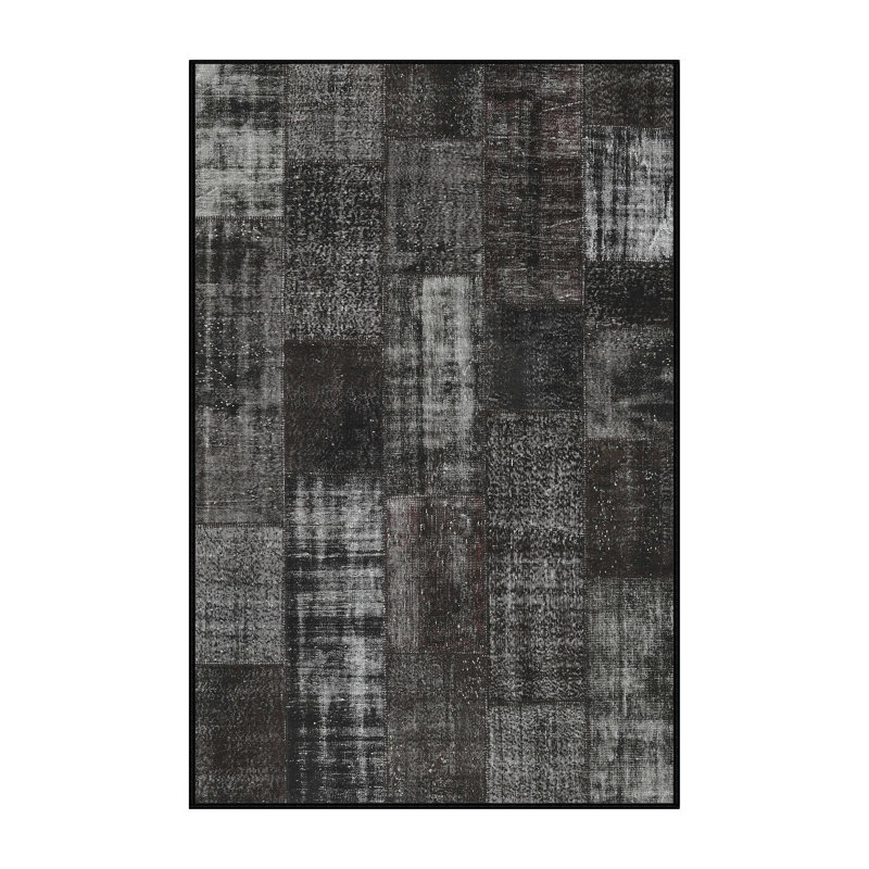 Tapis contemporain gris anthracite / gris, Rectangle 2 pi x 4 pi