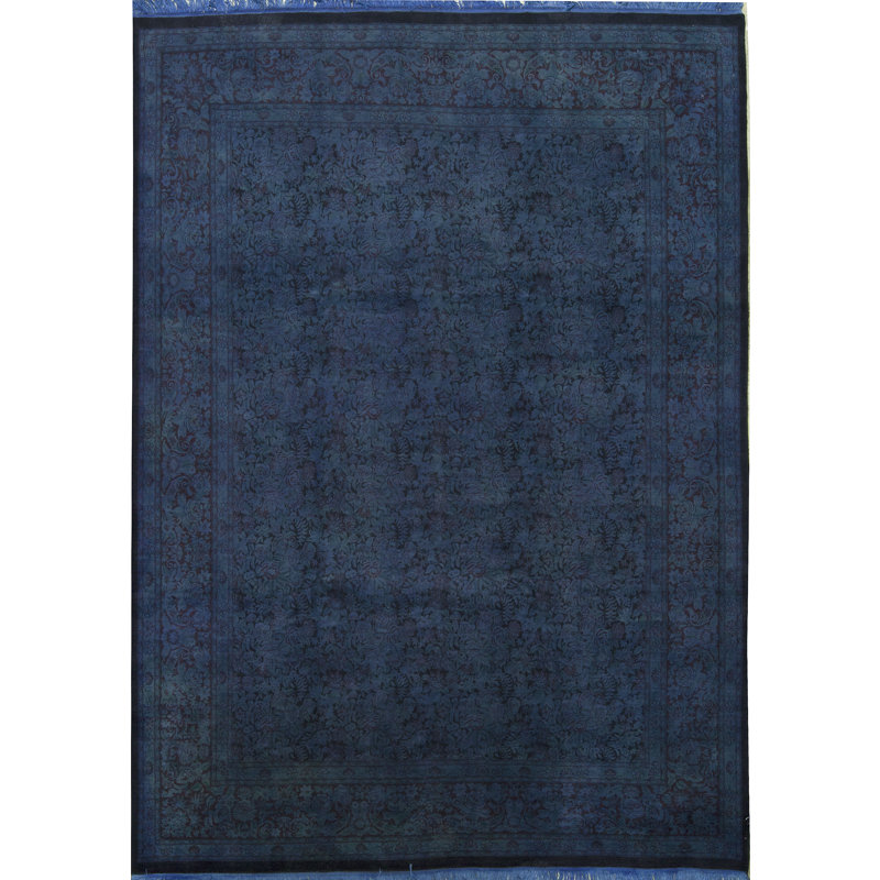 Tapis bleu marine noué à la main de haute qualité