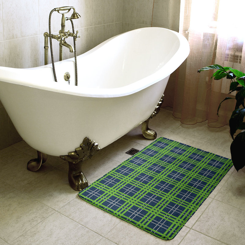 Memory Foam Non-Slip Bath Rug, 21" W x 34" L, Blue/Green 2