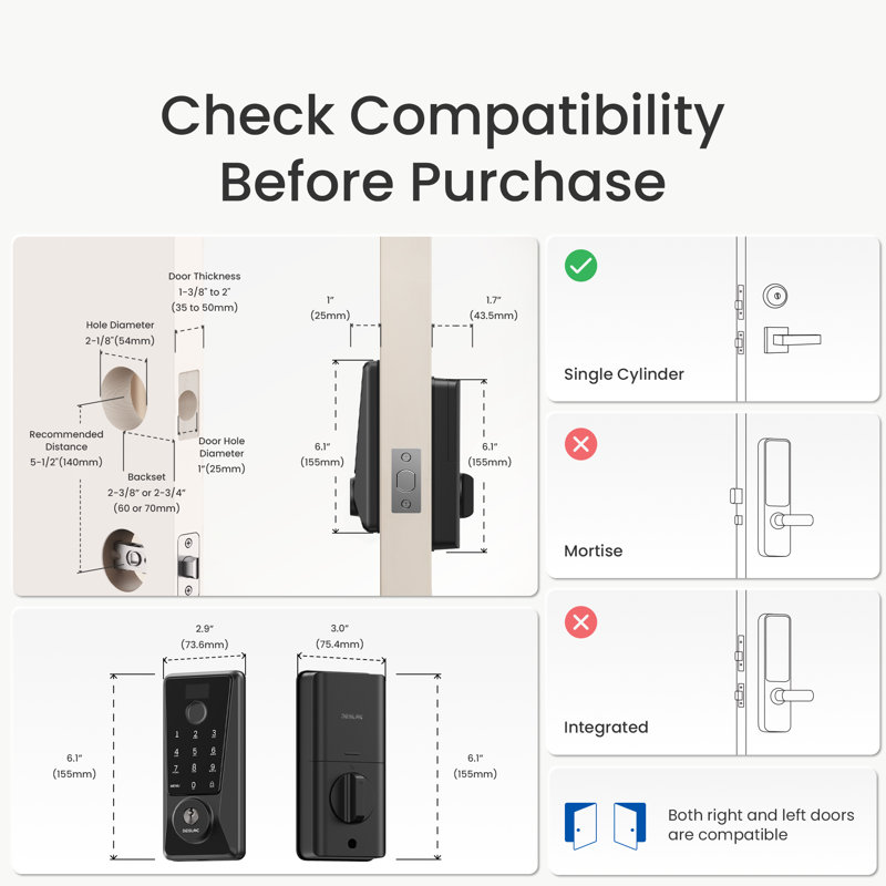 Serrure intelligente à empreinte digitale avec accès Wi-Fi, écran d'affichage et télécommande Conn Connied Living Series Desloc