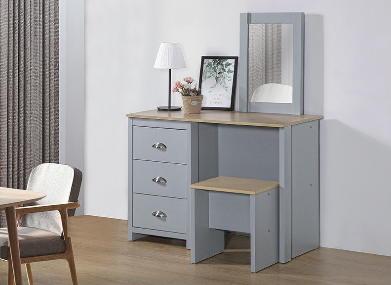 Aarzish Dressing Table with Mirror, Grey