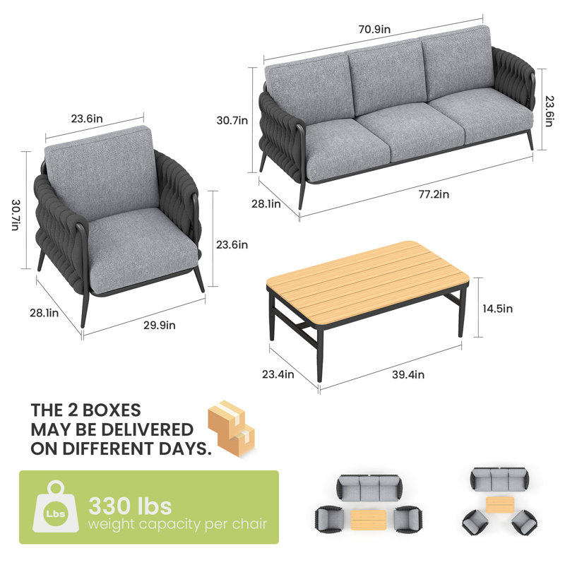 Saoirse 4 Piece Rattan Sofa Seating Group With Cushions