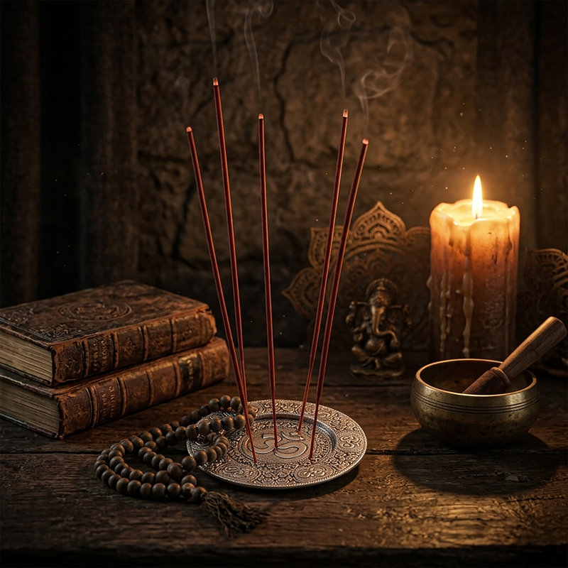 Tibetan Style Aluminum Incense Sticks Burner for Aromatherapy and Home Ambiance Aged Silver Finish 4.5" Diameter