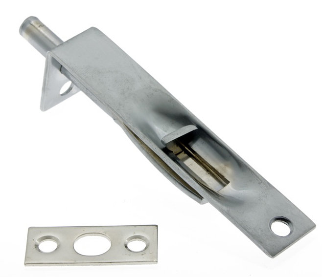 Solid Brass Flush Bolt with Square End, Satin Chrome